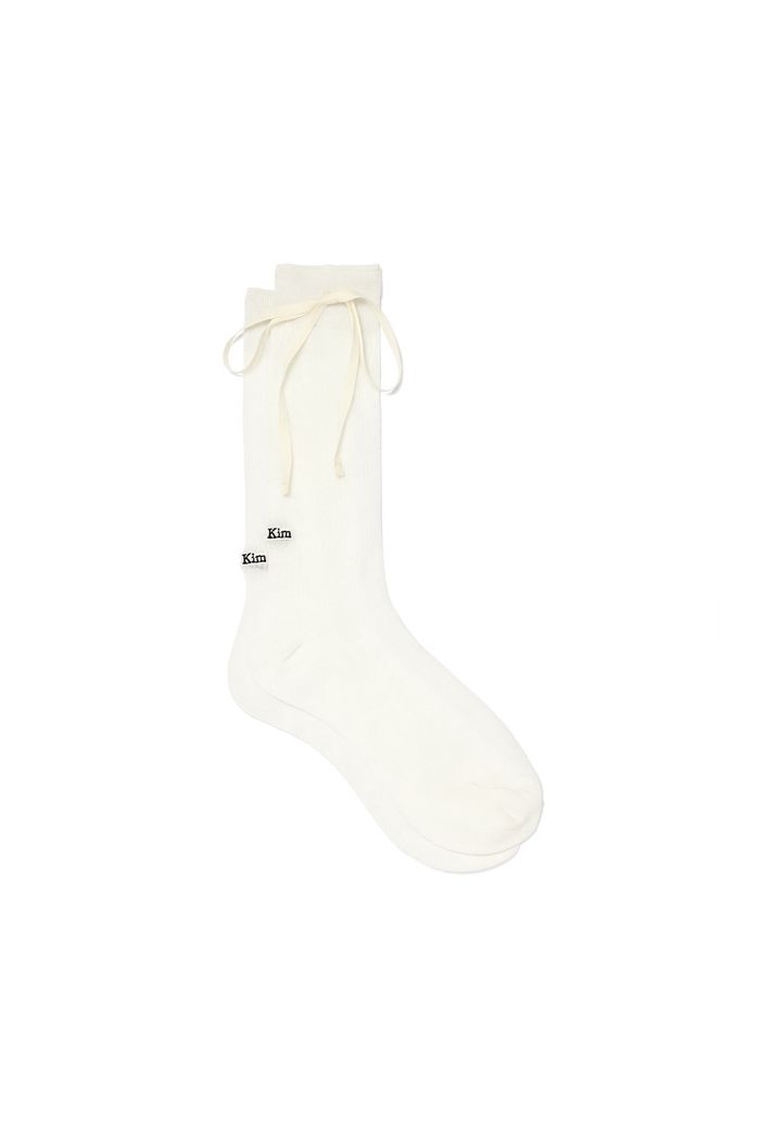 RIBBON POINT CREW SOCKS IN WHITE