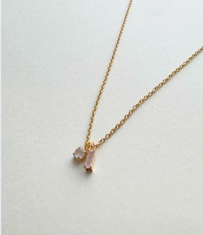 Aquamarine & Rose quartz necklace/