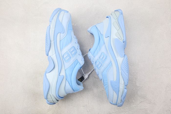 Balenciaga Triple S Sneakers in Suede & Nylon Blue