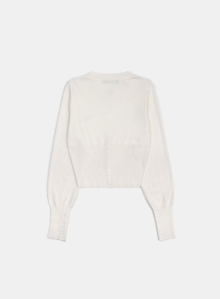  Pure Classic Button Up V-Neck Cardigan - White