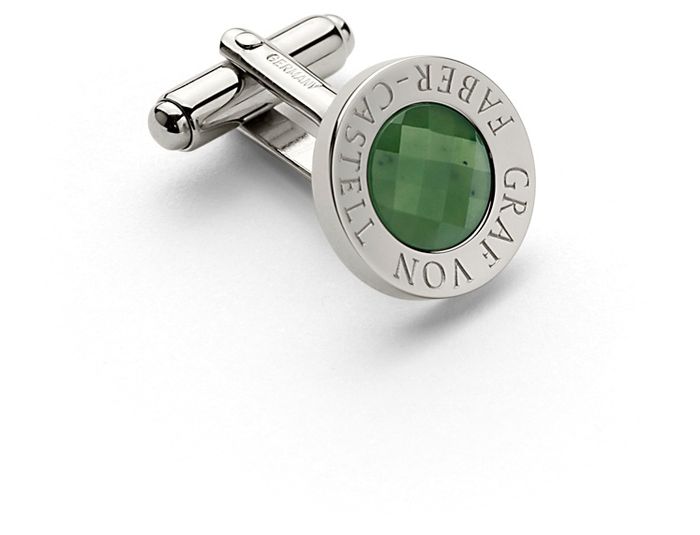 Graf von Faber-Castell Cufflinks round platinum-plated with faceted jade