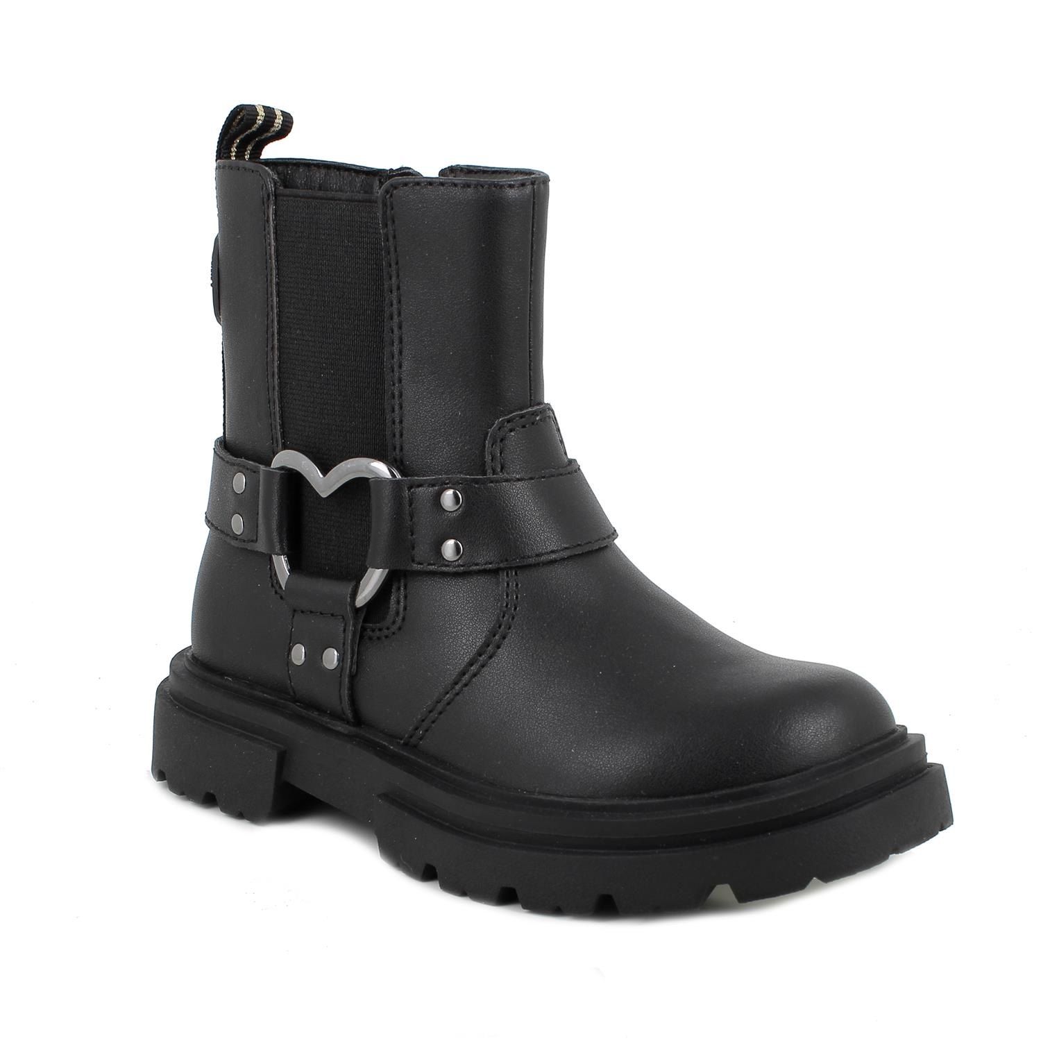 PRIMIGI: Охидын Хар Ankle Boots — Зүрхэн Чимэглэлтэй
