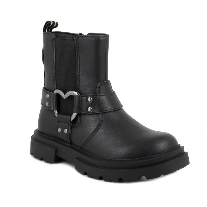 PRIMIGI: Охидын Хар Ankle Boots — Зүрхэн Чимэглэлтэй