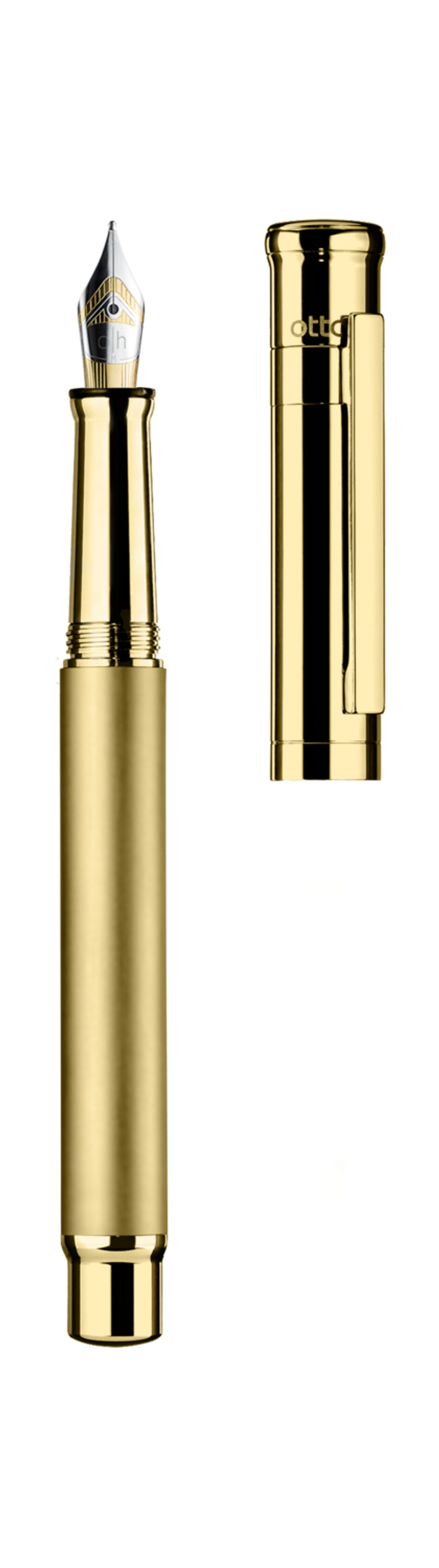 Otto-Hutt Design 04 Fountain pen 18ct Gold, cap and barrel AG925 princess cut guilloché, fittings platinum plated 