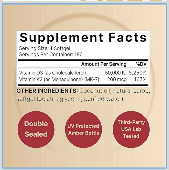 Vitamin D3+K2 (50,000iu)