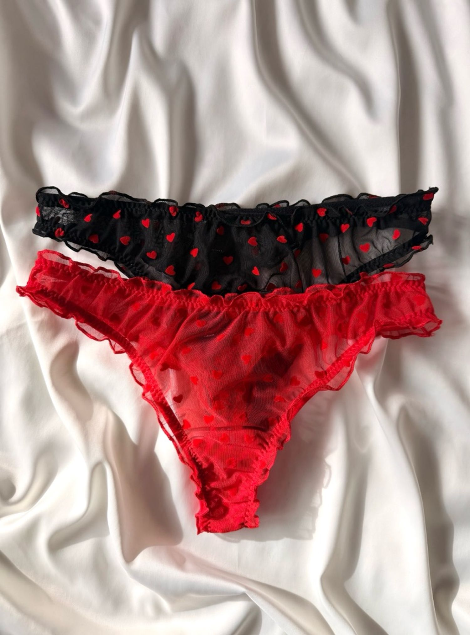 Heart print mesh panty 2ш set