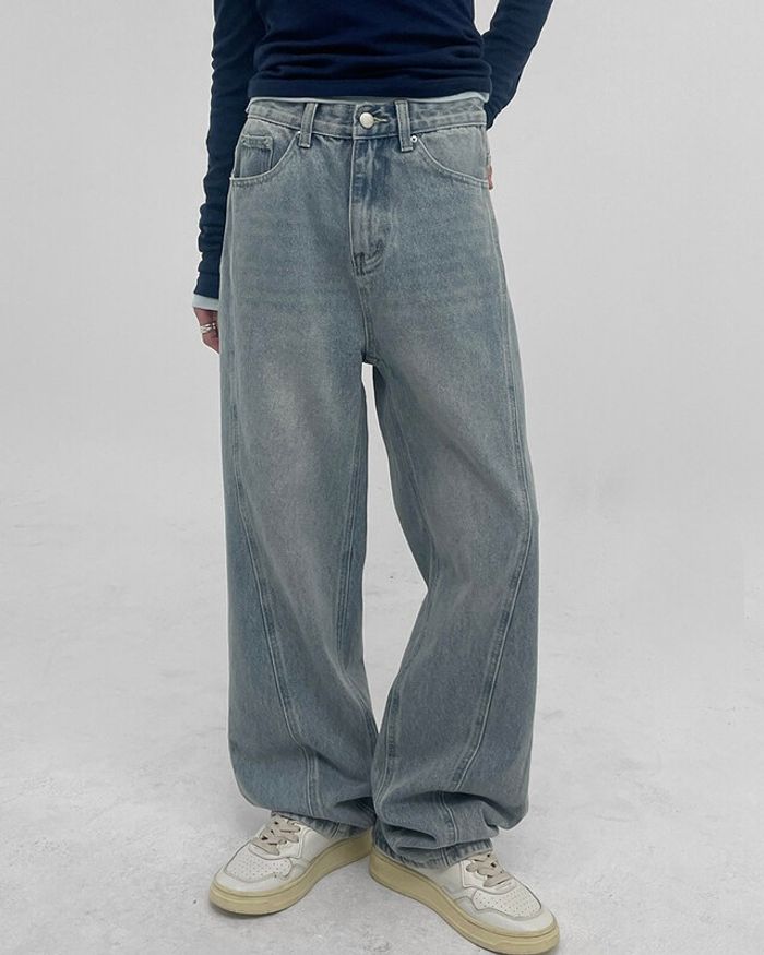 Fescal cut wide denim pants 
