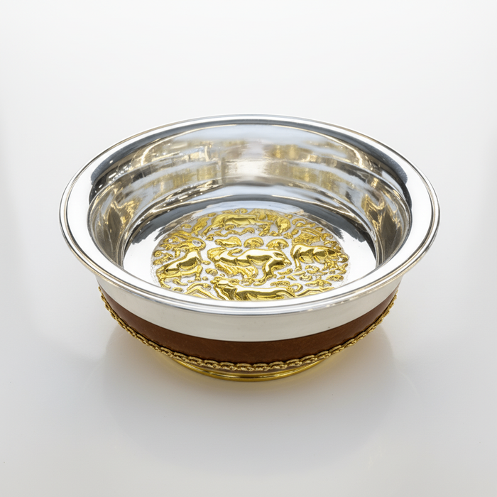 Мөнгөн хул (25см), сүлжмэл, хөөмөл, алтан шармал 