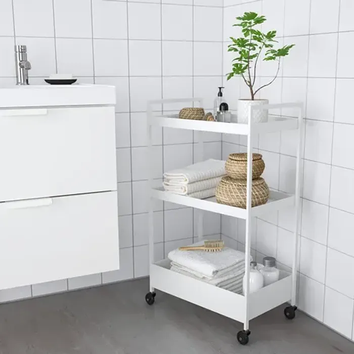 NISSAFORS Дугуйтай тавиур 50.5x30x83 цагаан