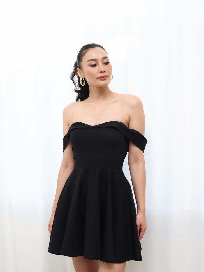 Shoulder off A line mini dress