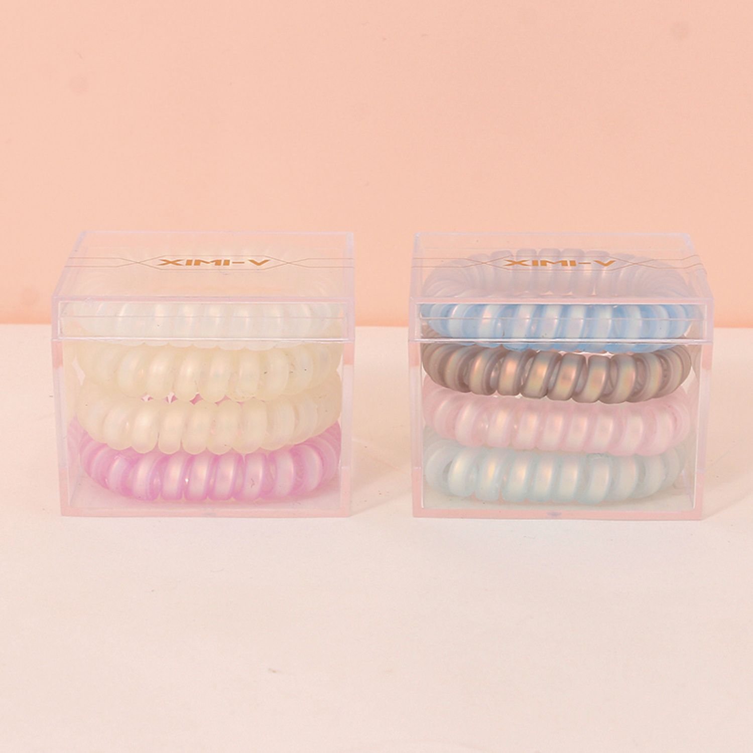 Glossy Spiral Hair Ties 4 PCS