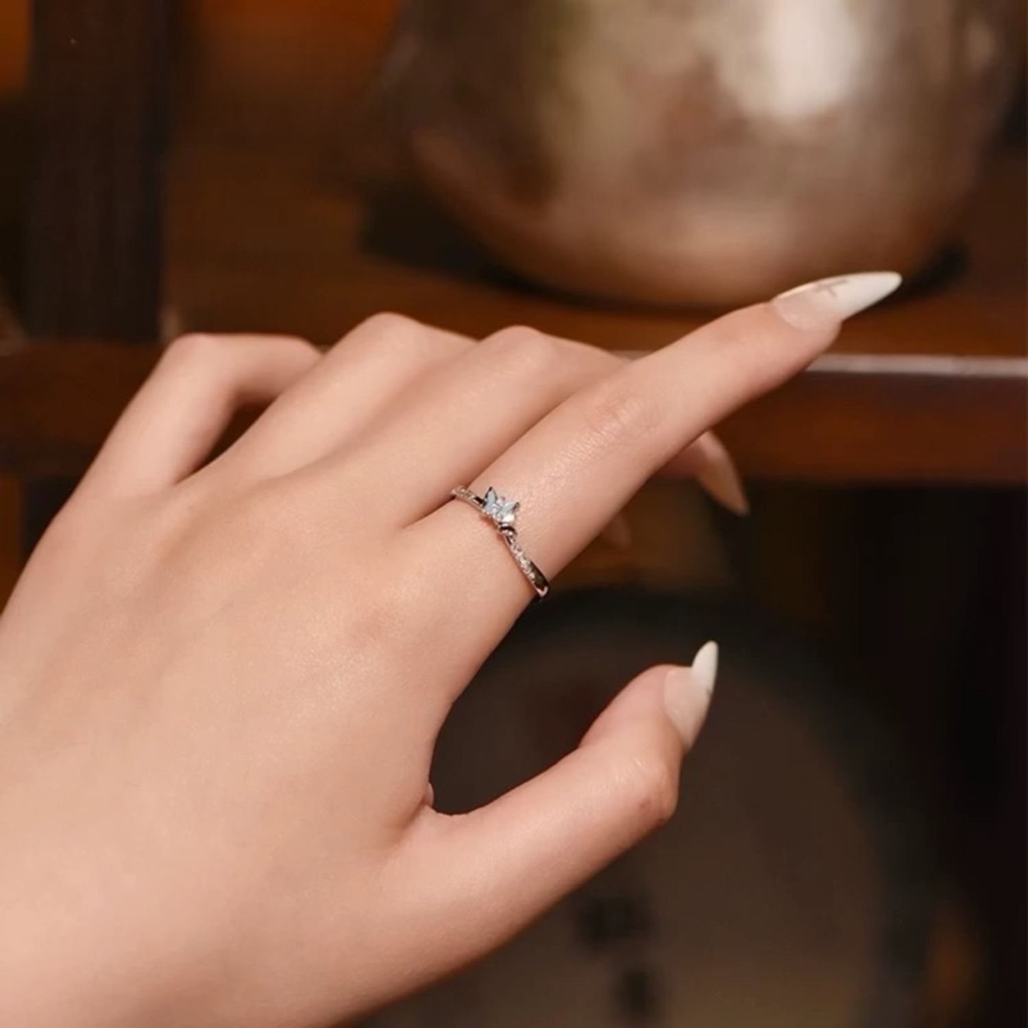 Хос мөнгөн бөгж бүдэг ногоон