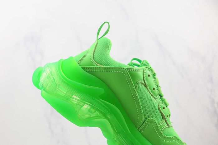 Balenciaga Green Mesh and Leather Triple S Low 