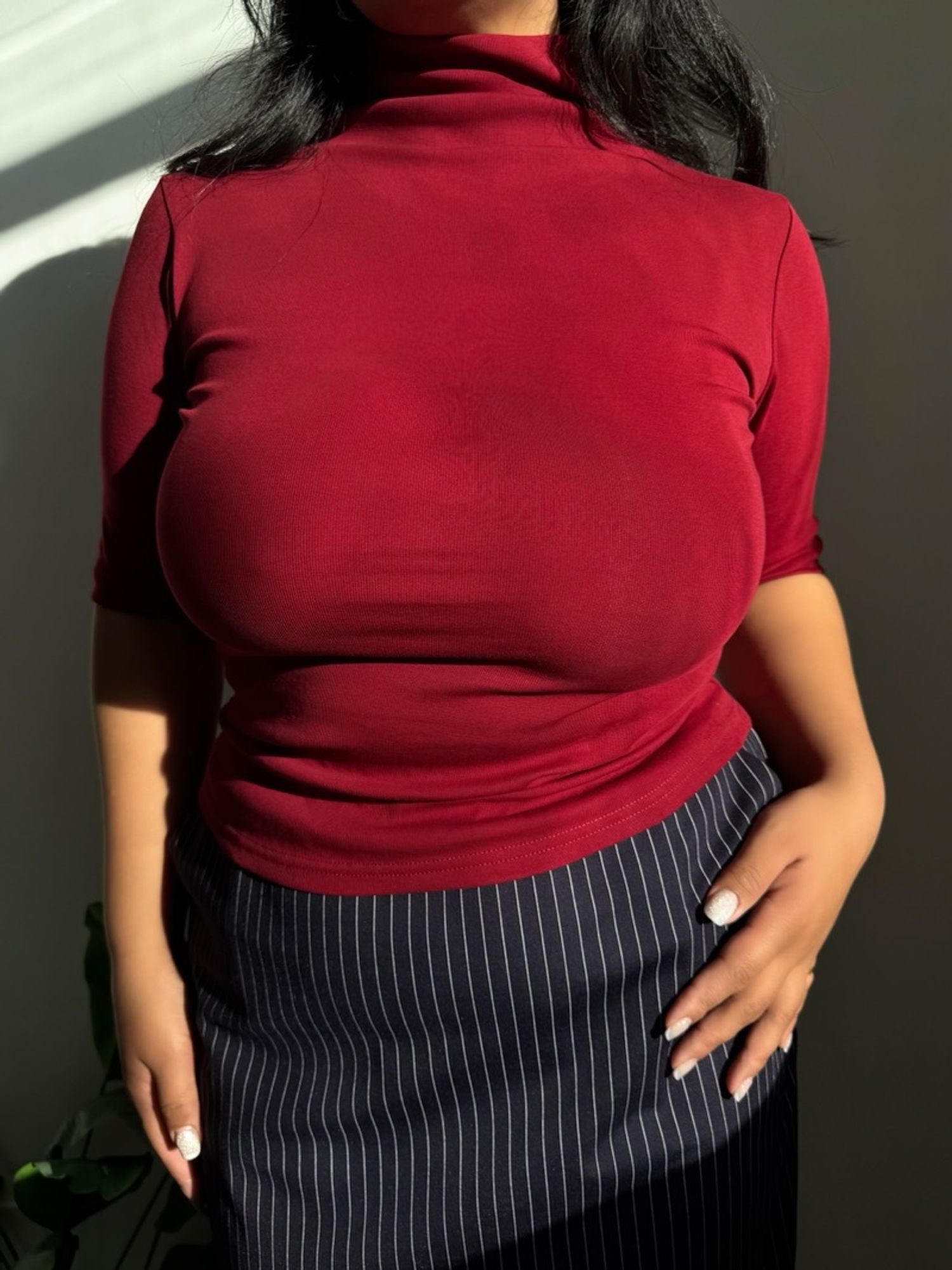 Turtleneck midi sleeve top