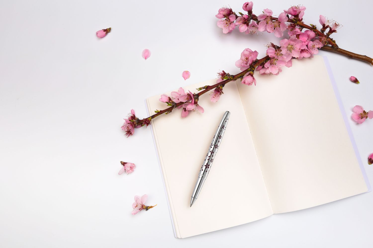 ATX® Cherry Blossom Polished Chrome with Polished Chrome Appointments Rollerball Pen 