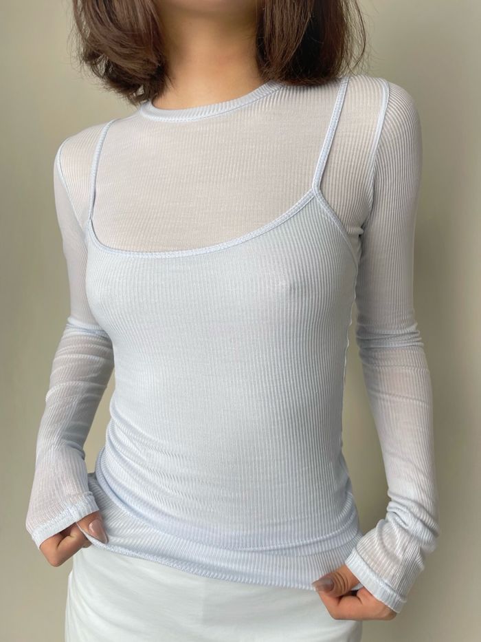 Layer Strap top /baby blue/