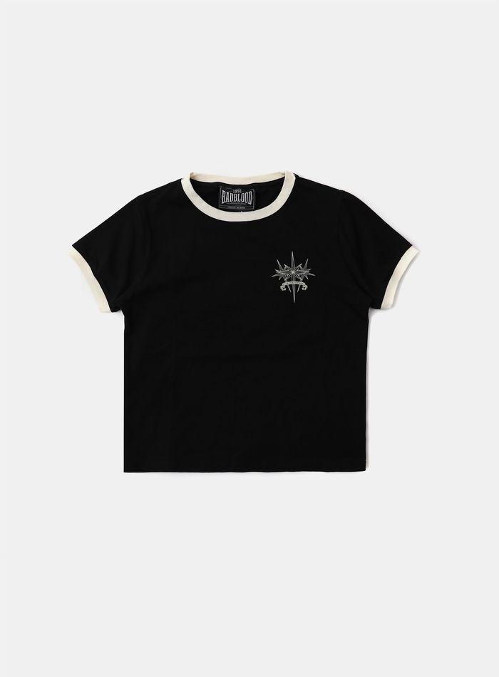  Cosmo Triple Patch Ringer T-Shirt - Black