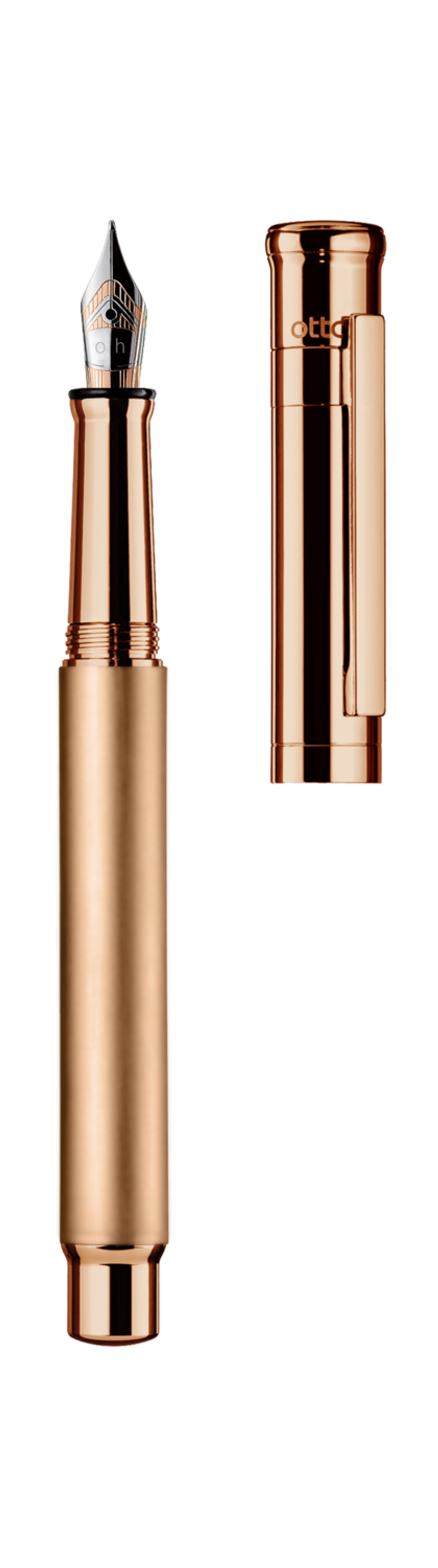 Otto-Hutt Design 04 Fountain Pen - Rose gold, Barrel rosegold plated matte, parts rosegold plated shiny
