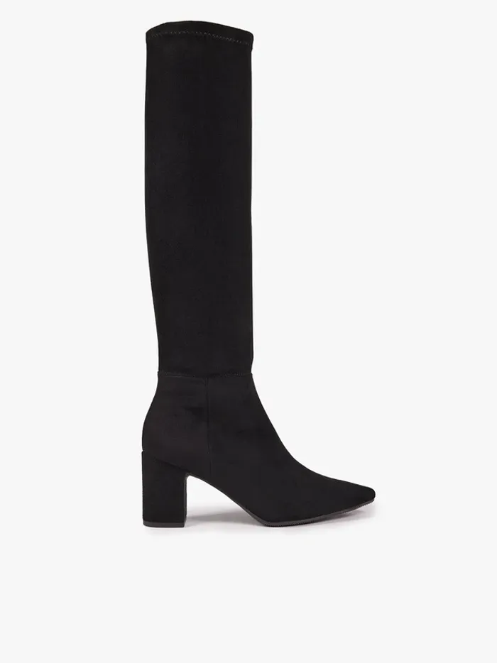 Black stretchy knee-high boots