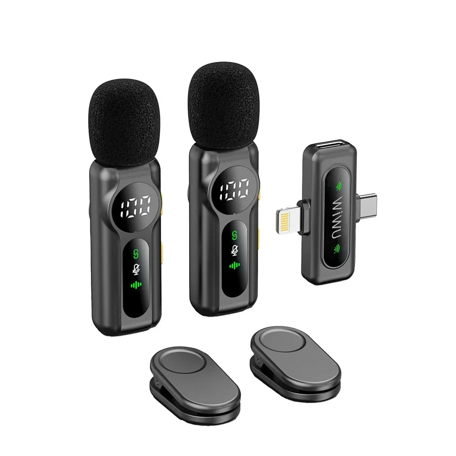 WiWU Dual Wireless Lavalier Microphone Wi-WM007 Real Time Noise Reduction with Dual Mode Receiver