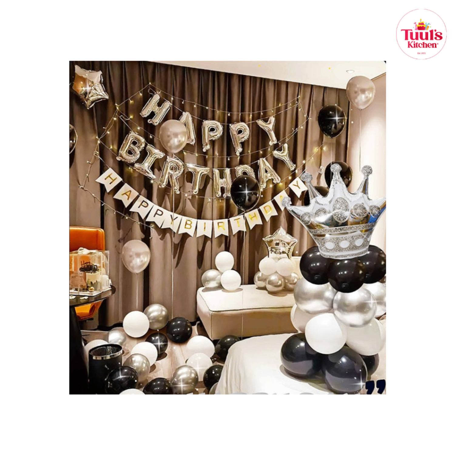 Мөнгөлөг титэм , бичигтэй төрсөн өдрийн багц