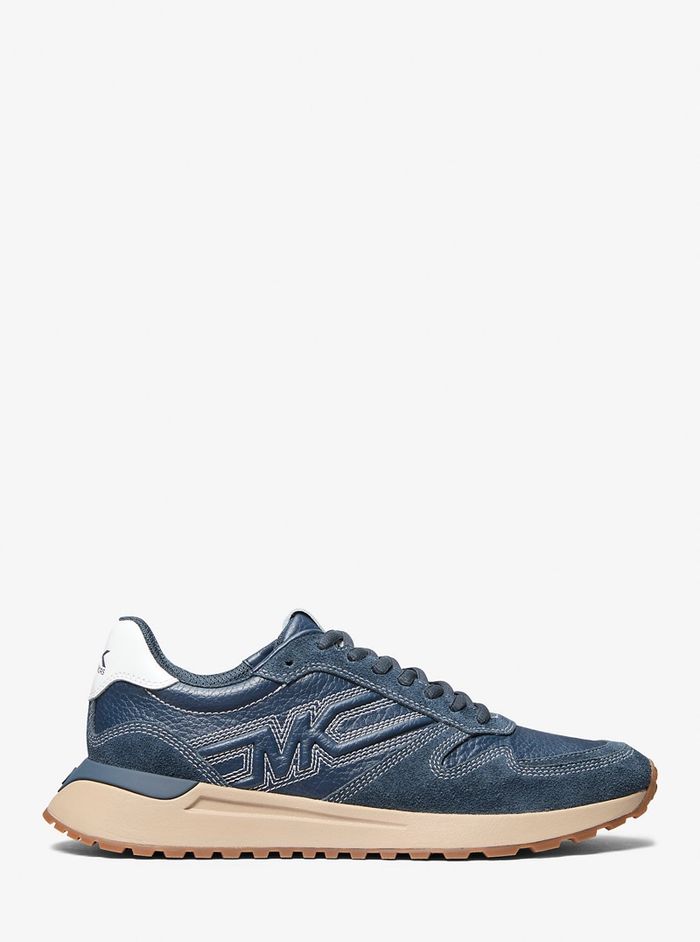 MK Dax Leather Trainer Navy
