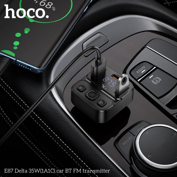 Hoco E87 Машины 35 Ваттын FM Дамжуулагч (USB-A & USB-C)