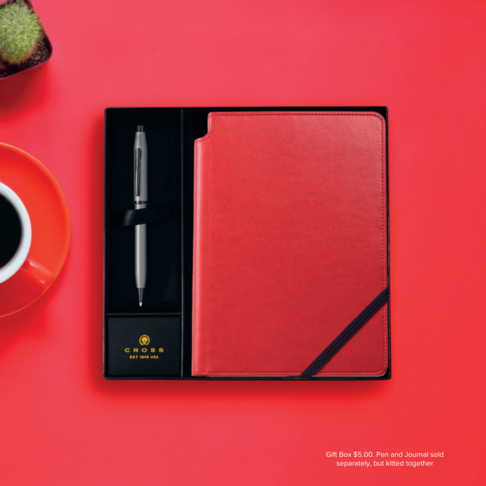 Cross Crimson, Medium, Lined Journal + Empty Pen Slot Gift Set Bundle