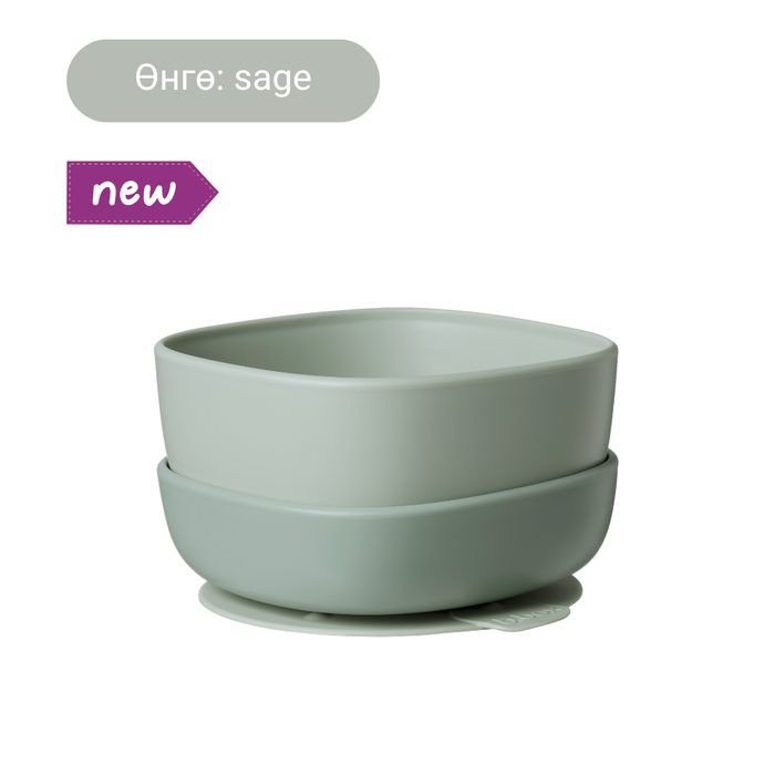 Наалддаг хос аяга / suction bowl duo - sage