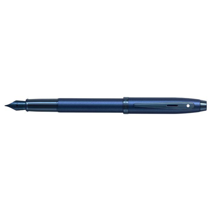 Sheaffer® 100 9371 Satin Blue Fountain Pen With PVD Blue Trim