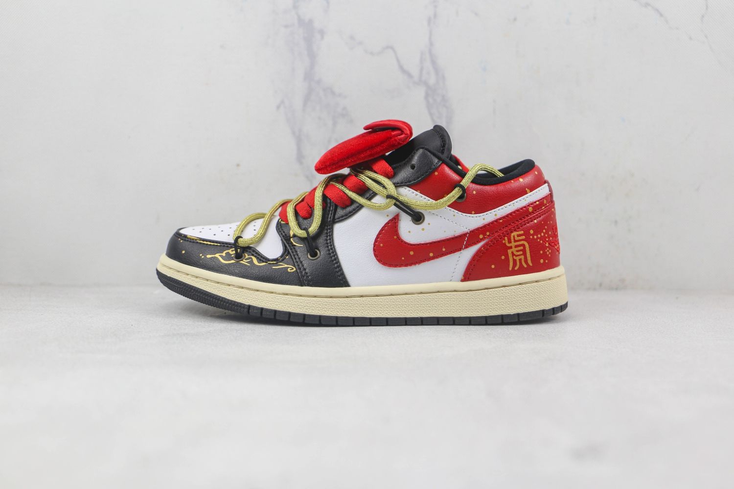 Custom Air Jordan 1 Low White Black Red 
