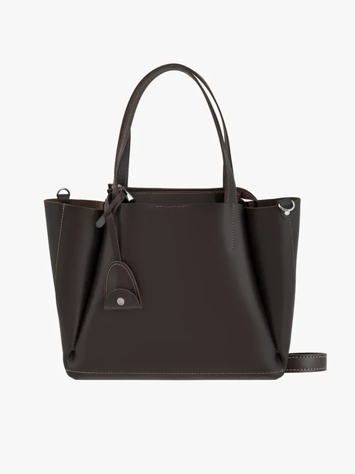 Dark brown leather A4 handbag