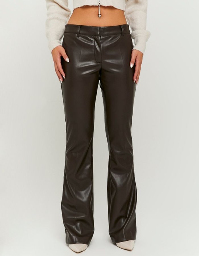 Brown Mid Waist Flare Trouser