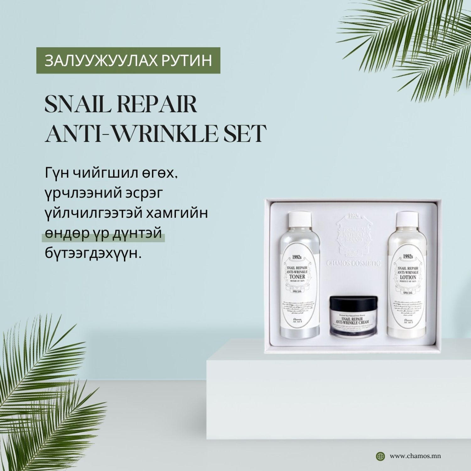 Эмгэн Хумстай Үрчлээний Эсрэг Гүн Чийгшүүлэх Залуужуулах Үйлчилгээтэй Хамгийн Гоё Сет