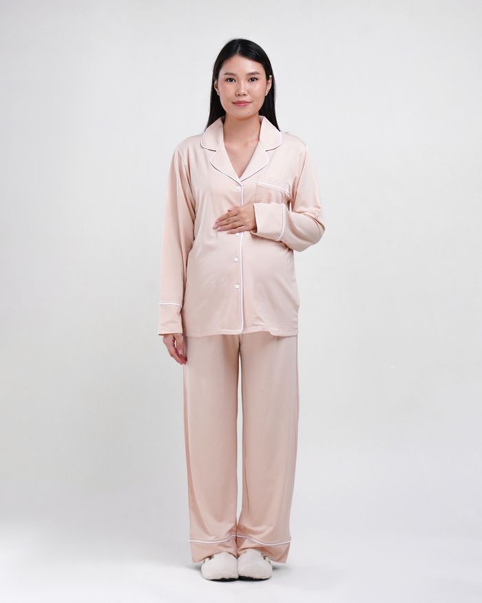 Maternity pajama set beige