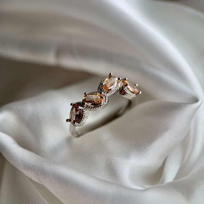 Цитрин PT950 цэвэр цагаан алт бөгж