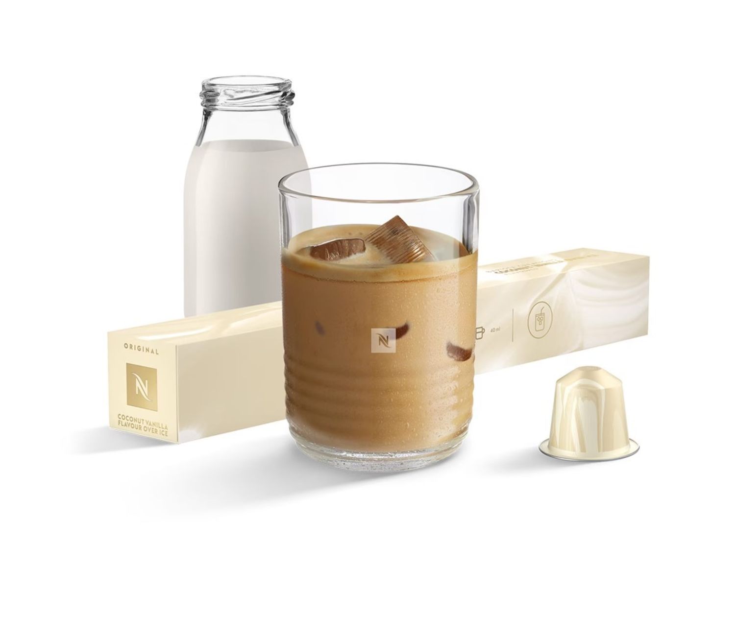 Iced coconut vanilla flavored coffee