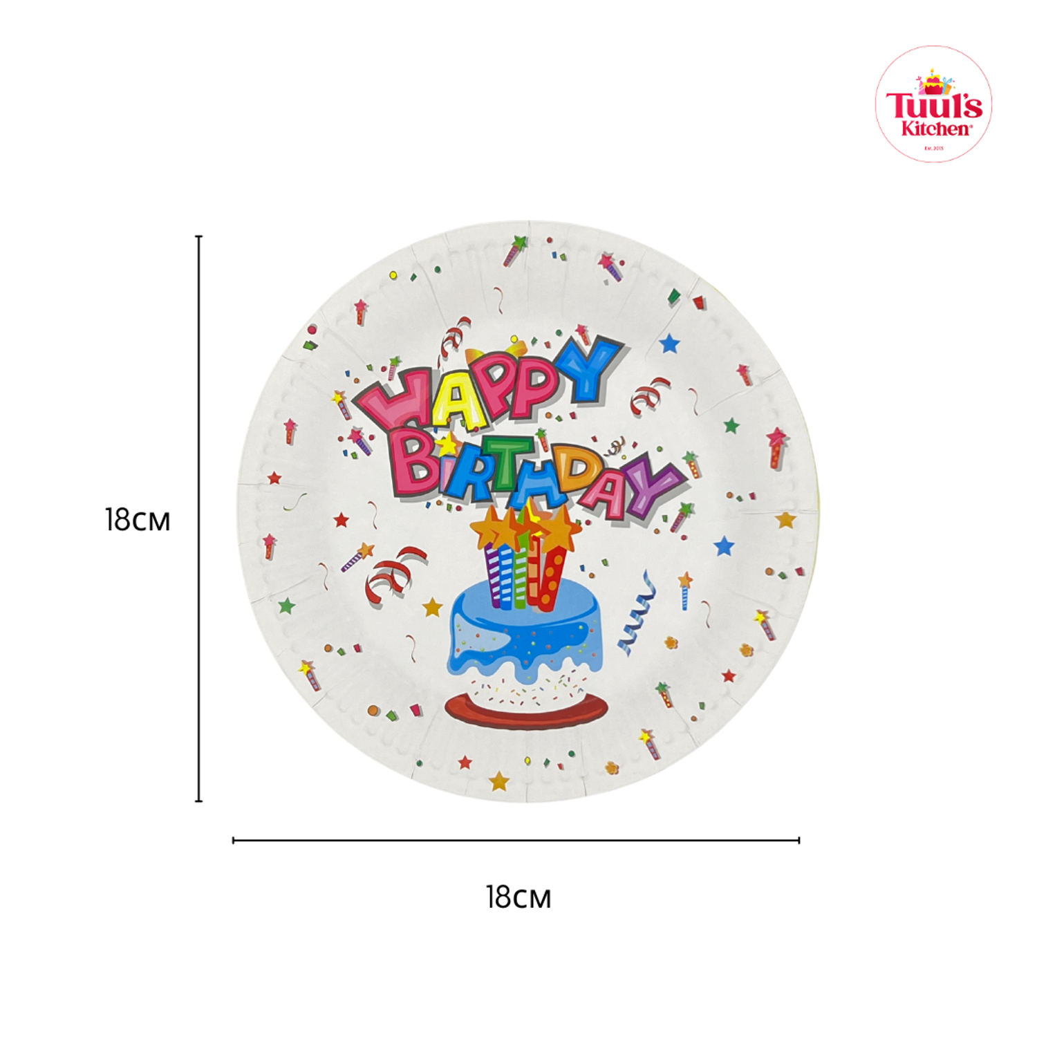 HBD таваг цагаан, торттой  18cm