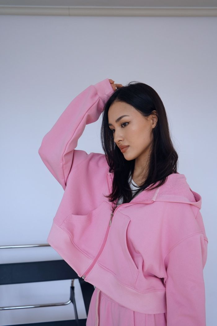 Pink Crop Hoodie