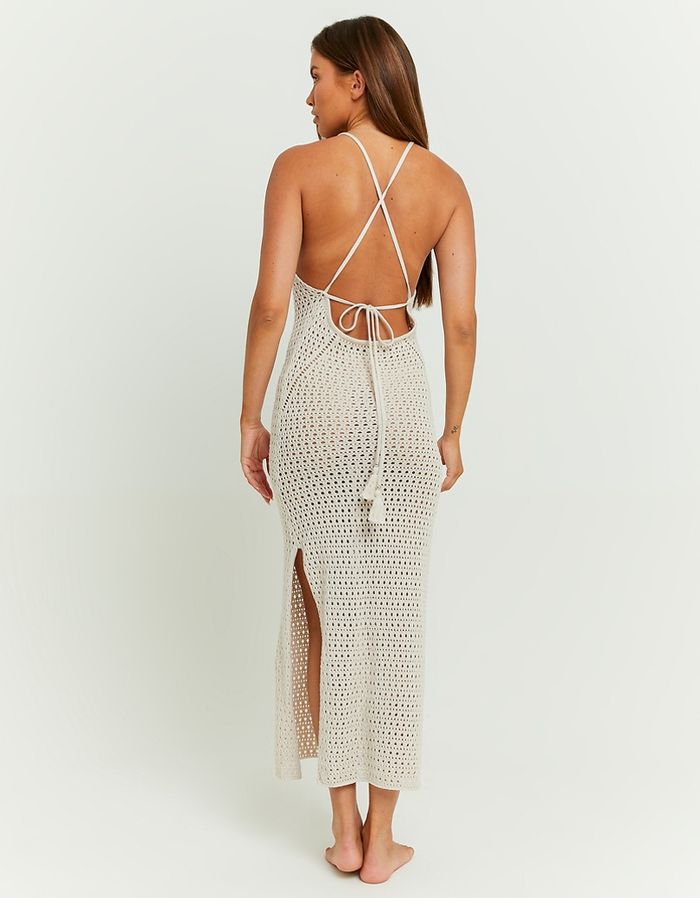 Beige Crochet Maxi Dress