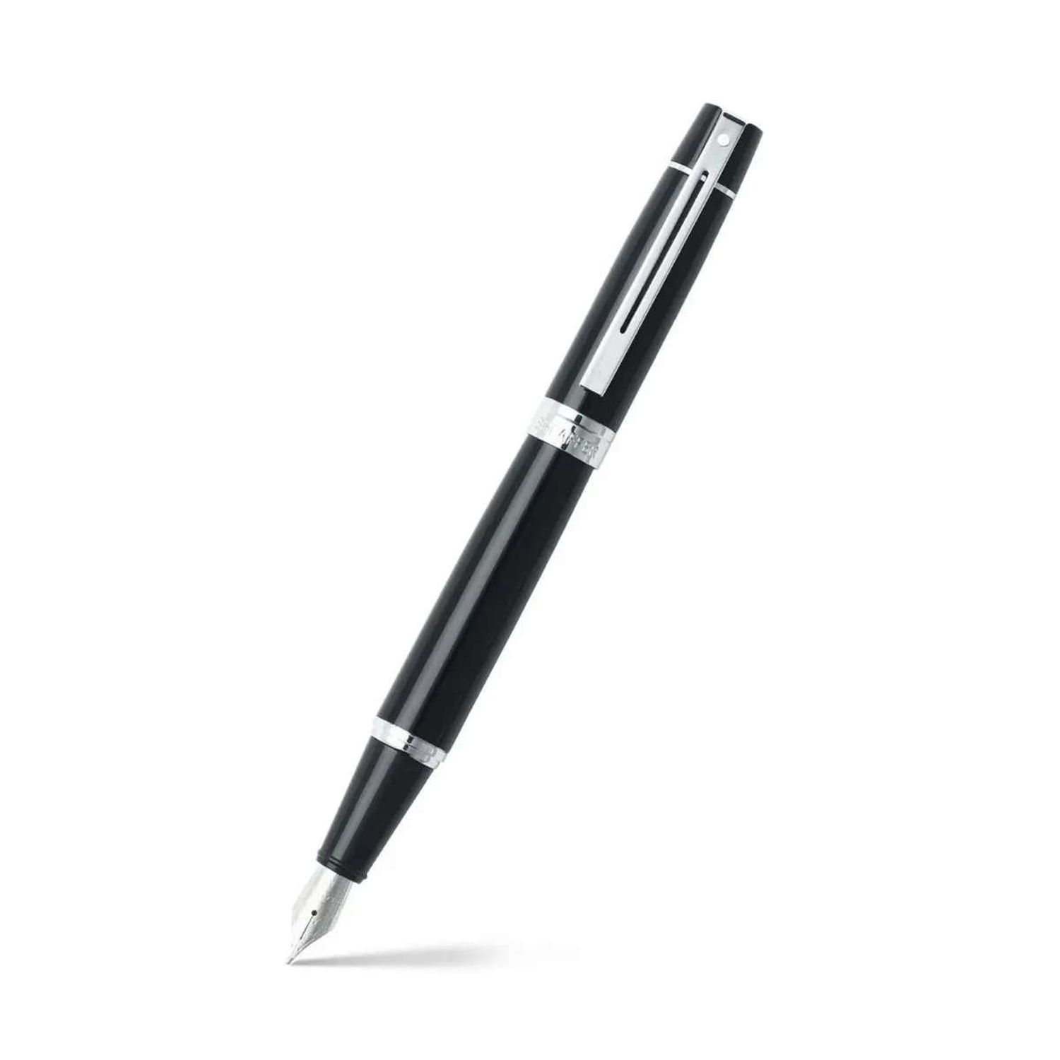 Sheaffer® 300 Glossy Black Fountain Pen With Chrome Trims - Medium 
