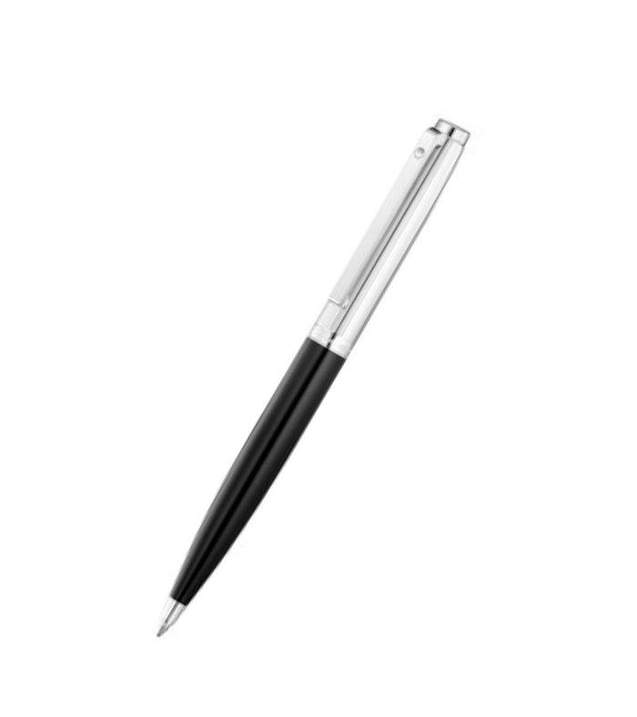 Waldmann Tuscany lines pattern black lacqer/rhodium plated Ballpoint pen 