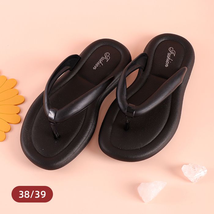 Stylish All-Match Flip Flops for Ladies (Black 38-39)