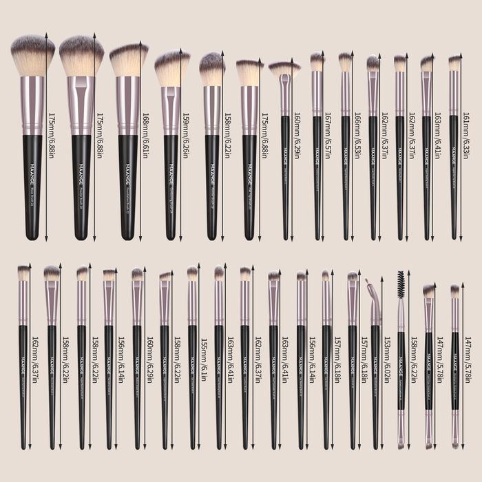 30pcs makeup brush- black handle silver tube with bag