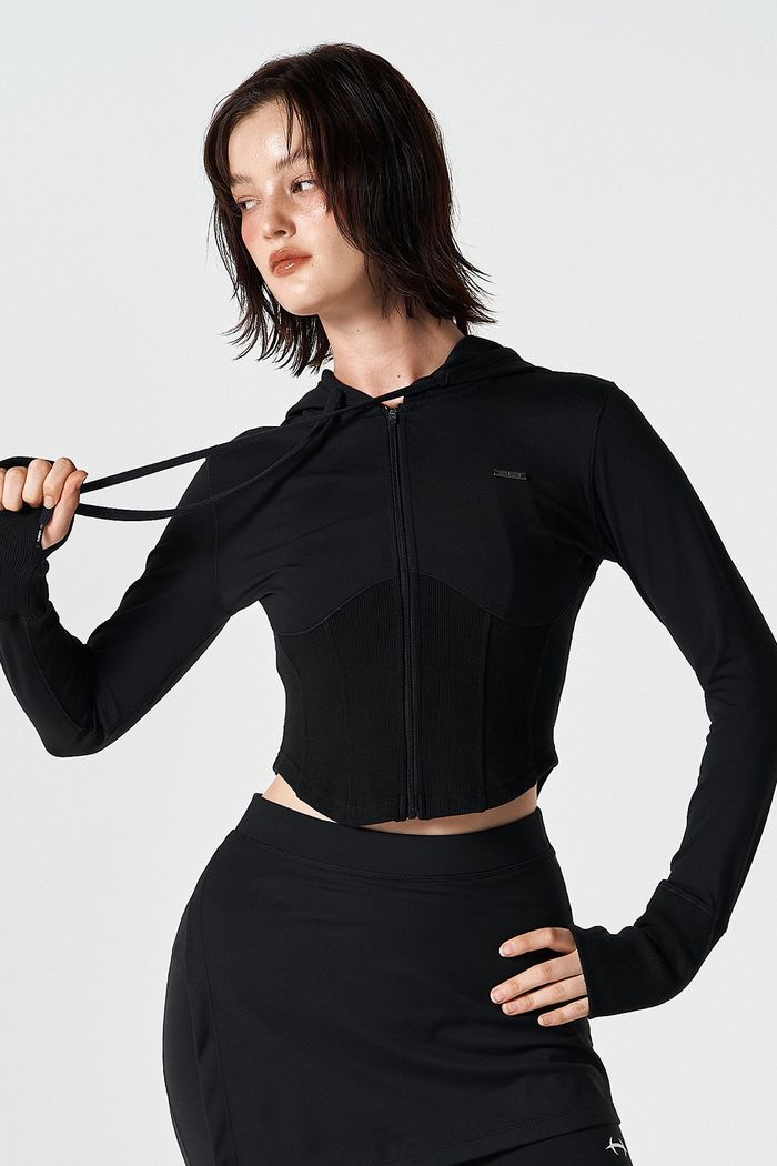 Womens Supple Corset Hoodie Zip-Up