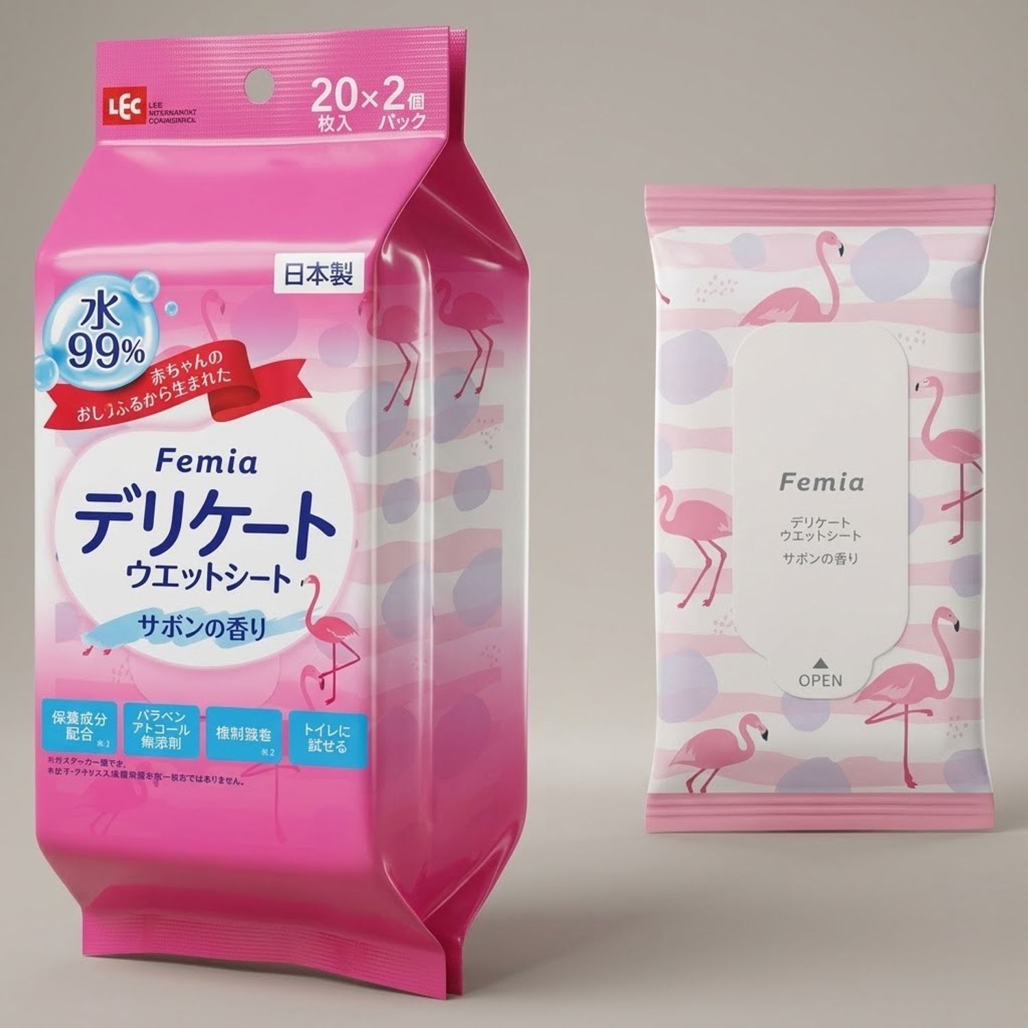 Femia Femwet савангийн үнэртэй эмэгтэйчүүдийн салфетка 20 ширхэг × 2 уут