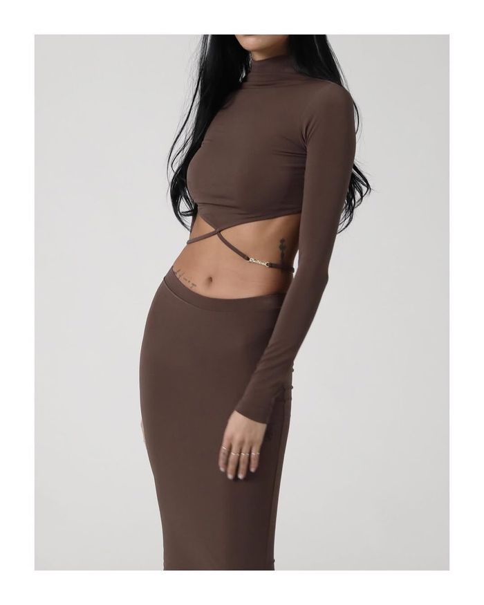 Ego Cross String Crop Top - Clay