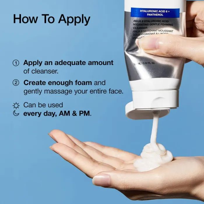 Anua hyaluronic acid 8+panthenol gentle foaming cleanser