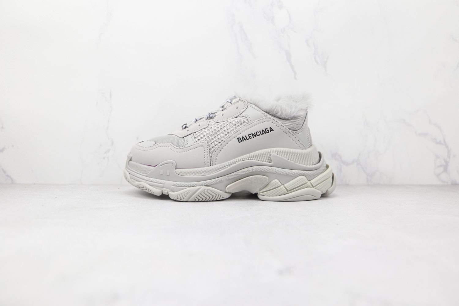Balenciaga Triple S Fake Fur Grey