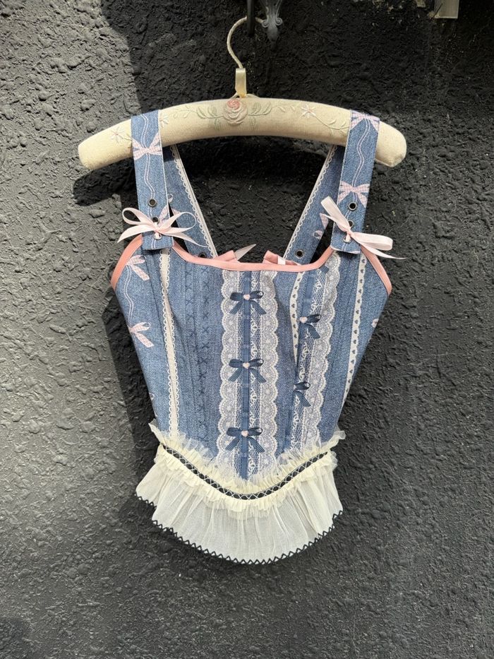 Pink denim full corset 